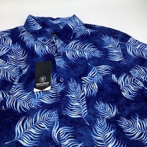 Molokai Surf Co Mens‎ Short Sleeve Button Up Shirt Blue Size Large NWT